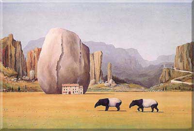Landscape of dream with two tapirs